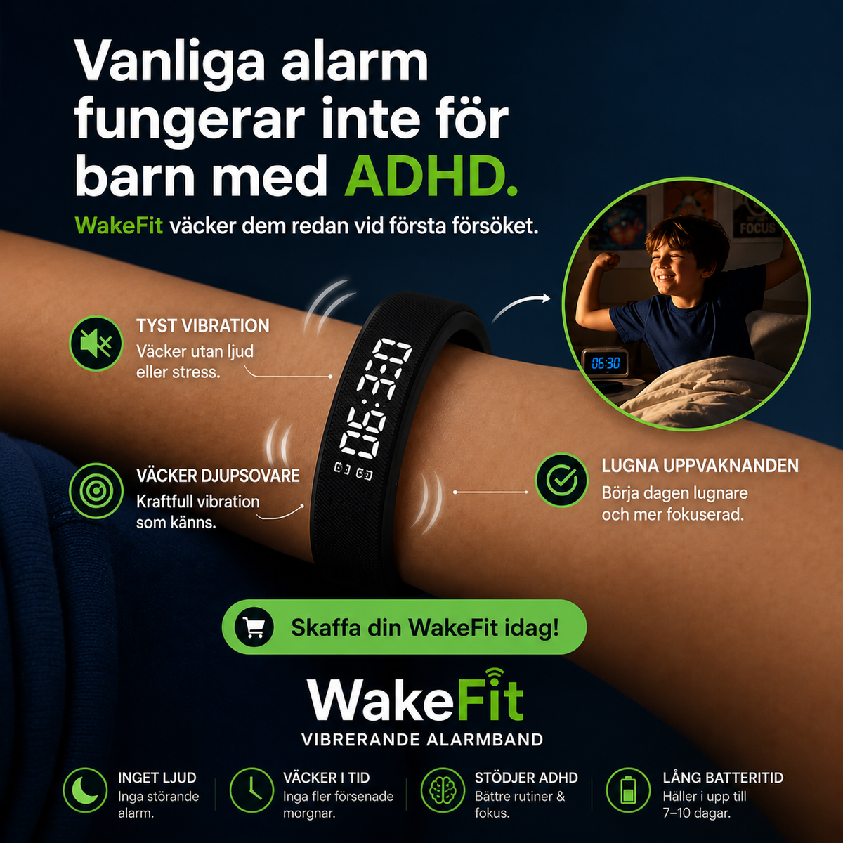 Vibrerande Alarmarmband för Tyst Uppvaknande