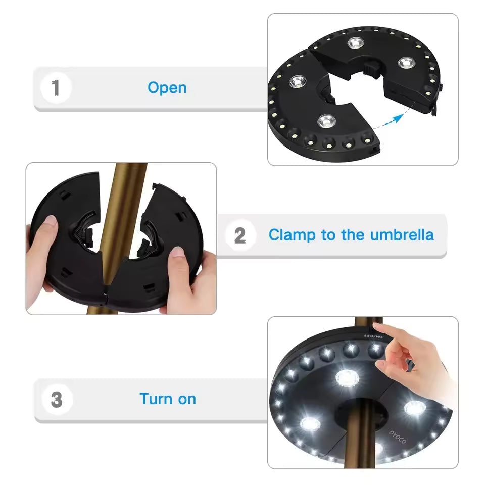 LUMINA Parasollampa med 28 LED-Ljus för Trädgård och Uteplats