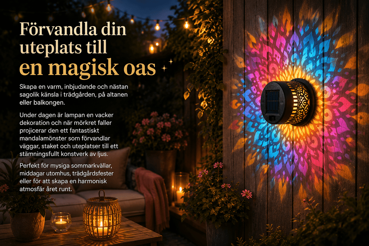 GlowGarden Mandalalampa Solcellsbelysning för Trädgård och Uteplats