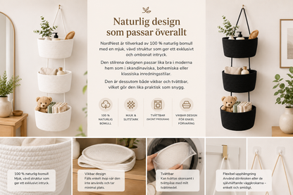 NordNest Hängande Förvaringskorg för Heminredning och Organisering