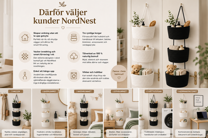 NordNest Hängande Förvaringskorg för Heminredning och Organisering