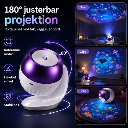 OceanDream Havsprojektor med Roterande LED-Ljus för Hem och Avkoppling