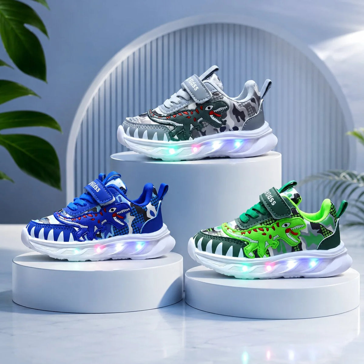 Blinkande dinosauriesneakers för barn