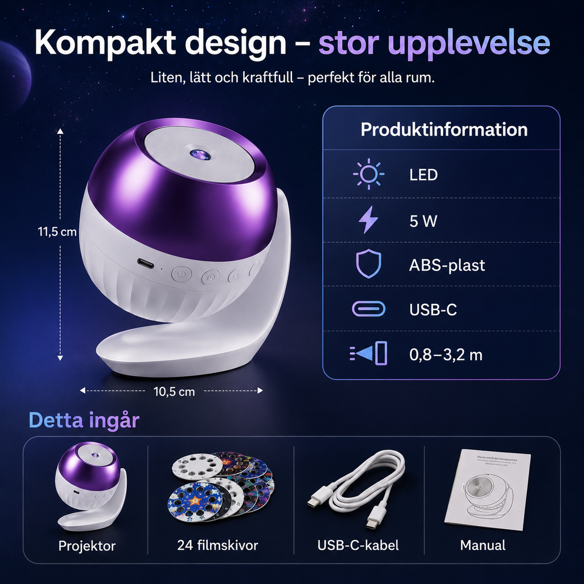 OceanDream Havsprojektor med Roterande LED-Ljus för Hem och Avkoppling