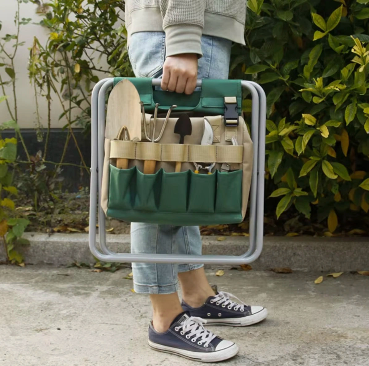 MultiKit Hopfällbar Trädgårdsstol med Väska för Trädgård och Friluftsliv