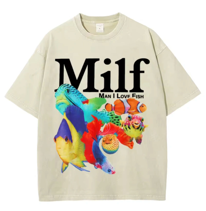 Milf T-Shirt med Tryck för Vardag och Fest