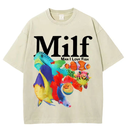 Milf T-Shirt med Tryck för Vardag och Fest