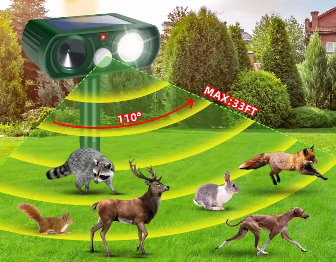 UltraSonic Solcellsdriven Skadedjursavskräckare för Trädgård och Hem