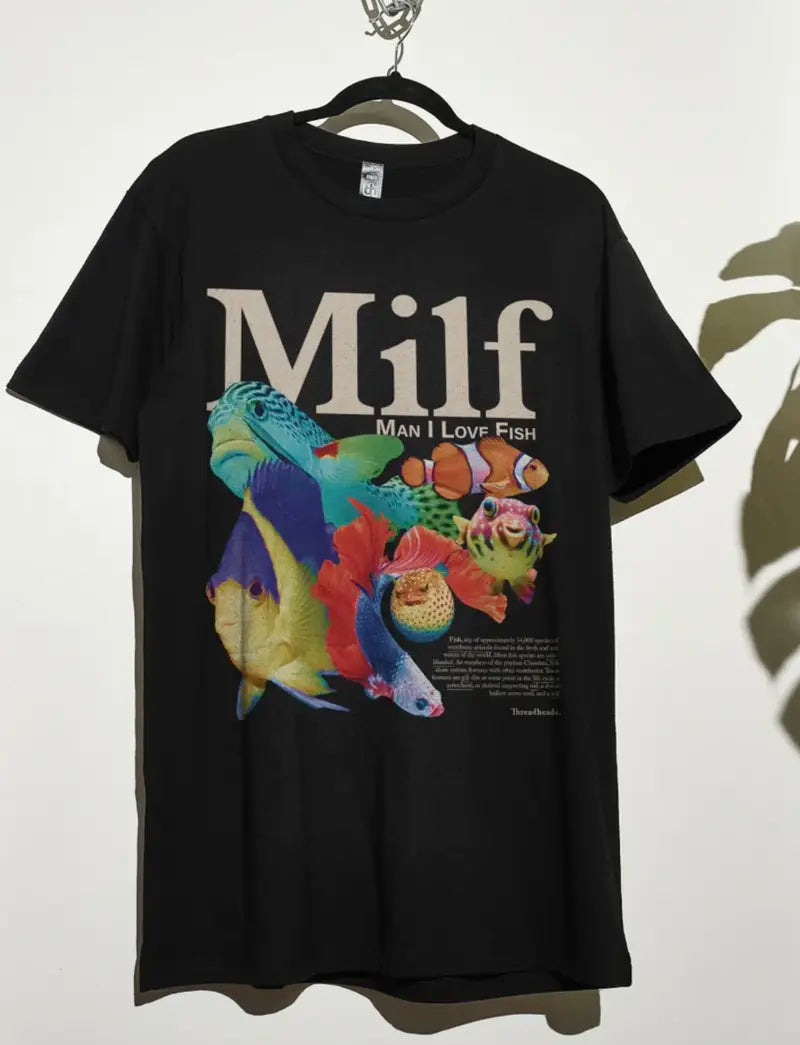 Milf T-Shirt med Tryck för Vardag och Fest