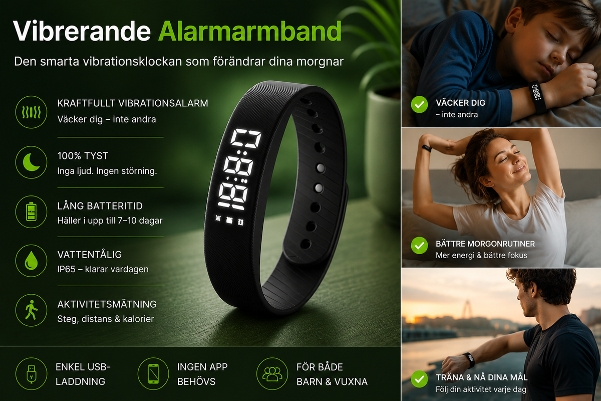 Vibrerande Alarmarmband för Tyst Uppvaknande