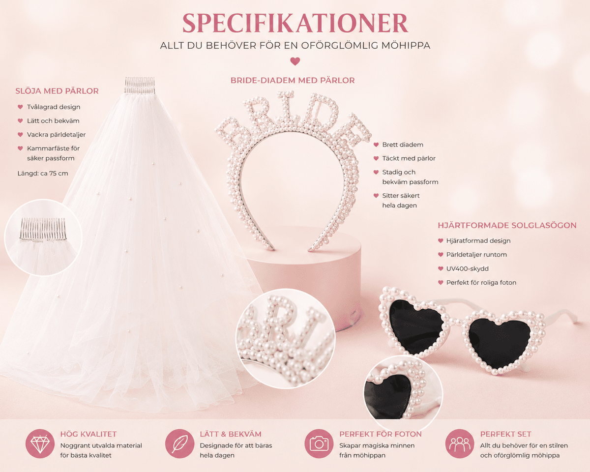 Pearl Dream Möhippeset och Brudkit för Bröllop och Fest
