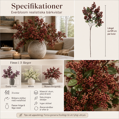 Everbloom Realistiska Bärkvistar 3-pack för Hem och Inredning